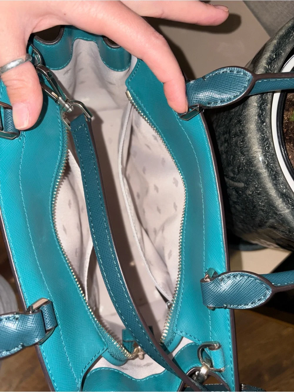 kate spade Two-Tone Teal & Light Blue Satchel with Matching Wallet